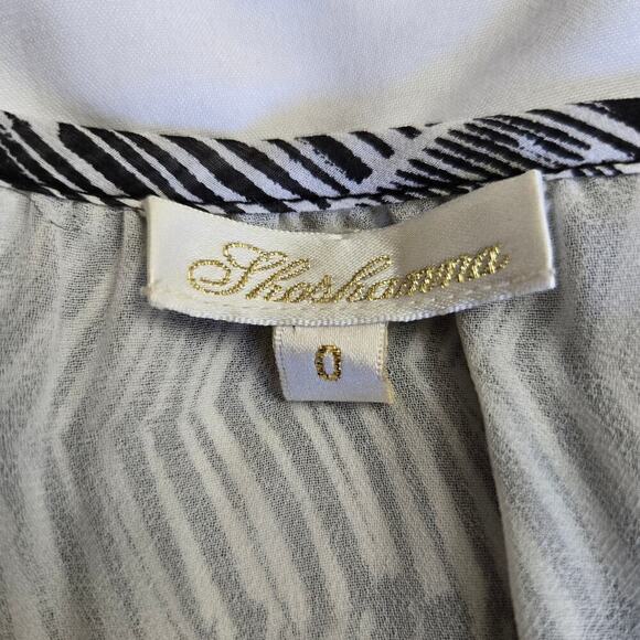 Shoshanna Womens Silk Dress Size 0 Peasant Ruffle Hem Puff Sleeve Black & White - Picture 7 of 11